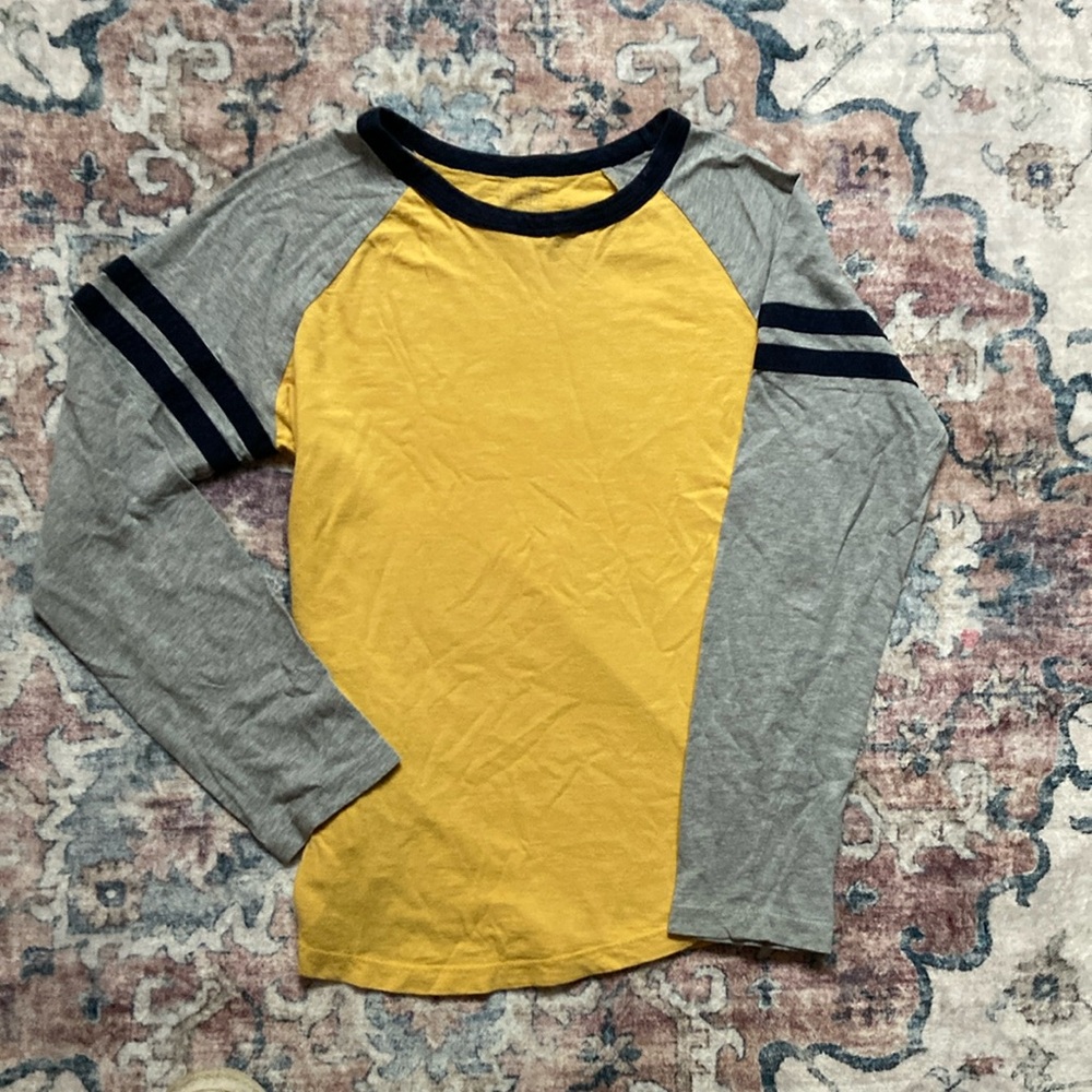 Gymboree Yellow and Gray Long Sleeve Raglan Tee